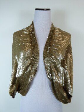 DEEPAH GURNANI Sequin leopard REVERSIBLE Shrug nwot
